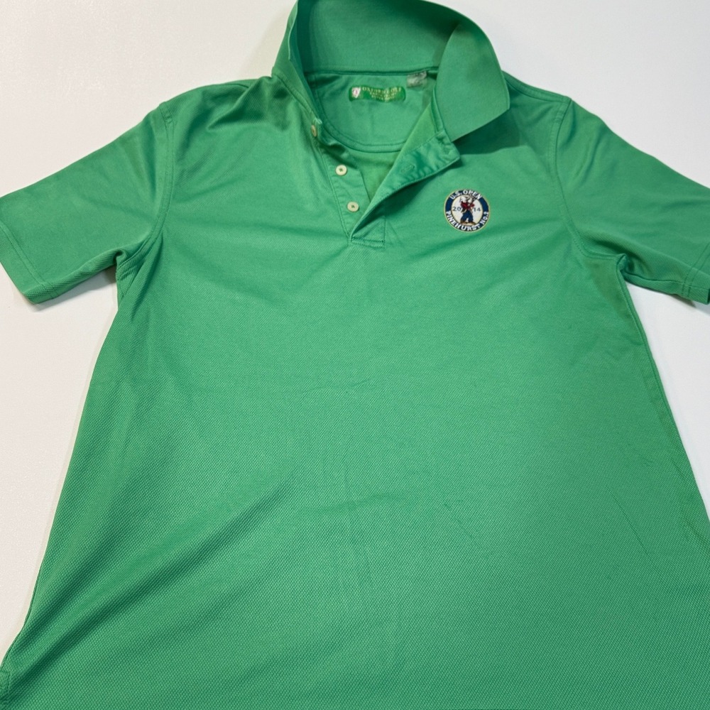 Oxford Golf Men M Green Earth Tech Super‎ Dry Polo Shirt U S Open Pinehurst 2014